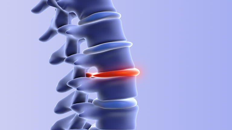Hernia discal: diagrama anatómico de la columna vertebral y los discos intervertebrales